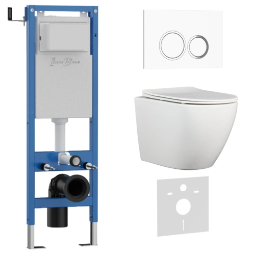 Комплект 3в1 IBERICA BLANCA инсталляция SILENCIO MINI, унитаз BILBAO ALTO белый, кнопка смыва ESTI-O белый глянцевый (IB.001M.BLA.231.821) от магазина Vanna-Vanna.ru!