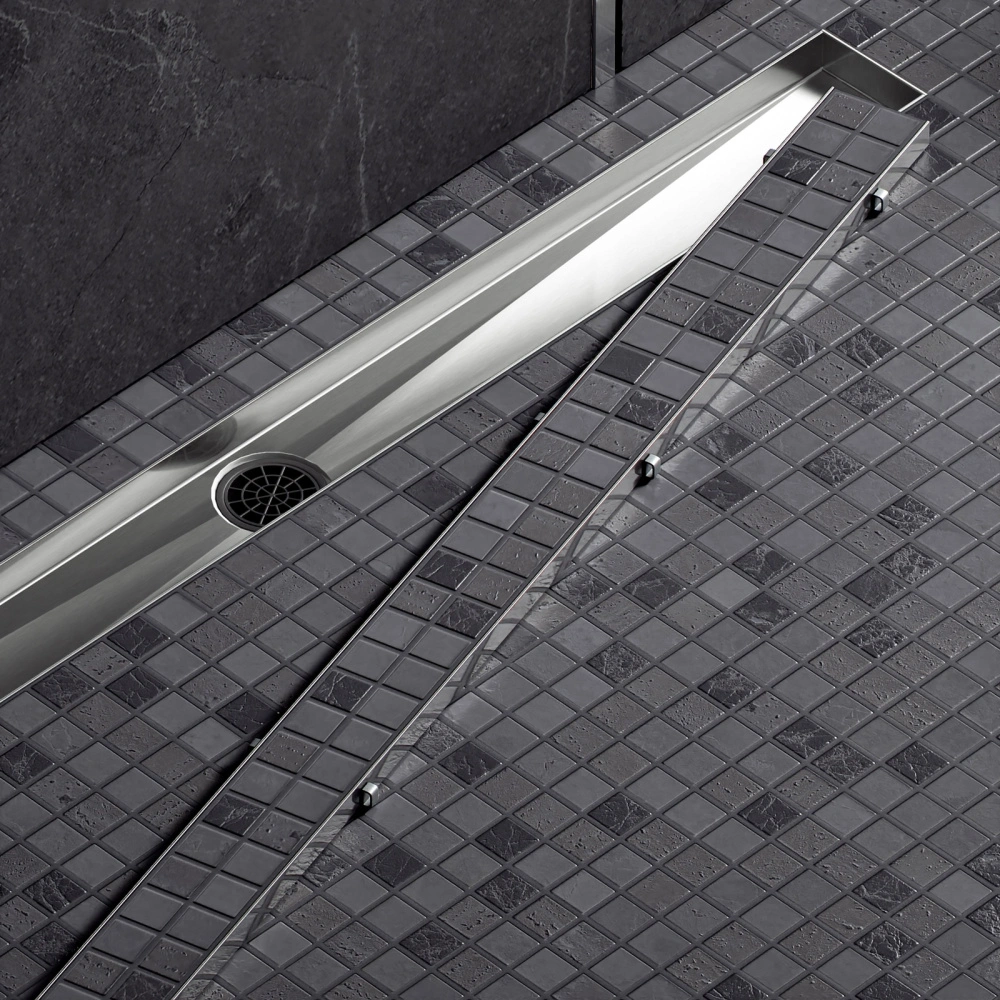 Душевой лоток TIMO Drain System 700 с двусторонней панелью "plate" под плитку, Сатин от магазина Vanna-Vanna.ru!