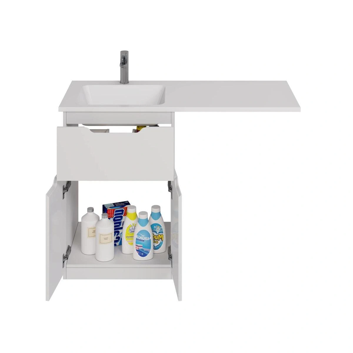 Тумба напольная Dreja Vega 60 см, с раковиной 120 чаша слева, белый от магазина Vanna-Vanna.ru!