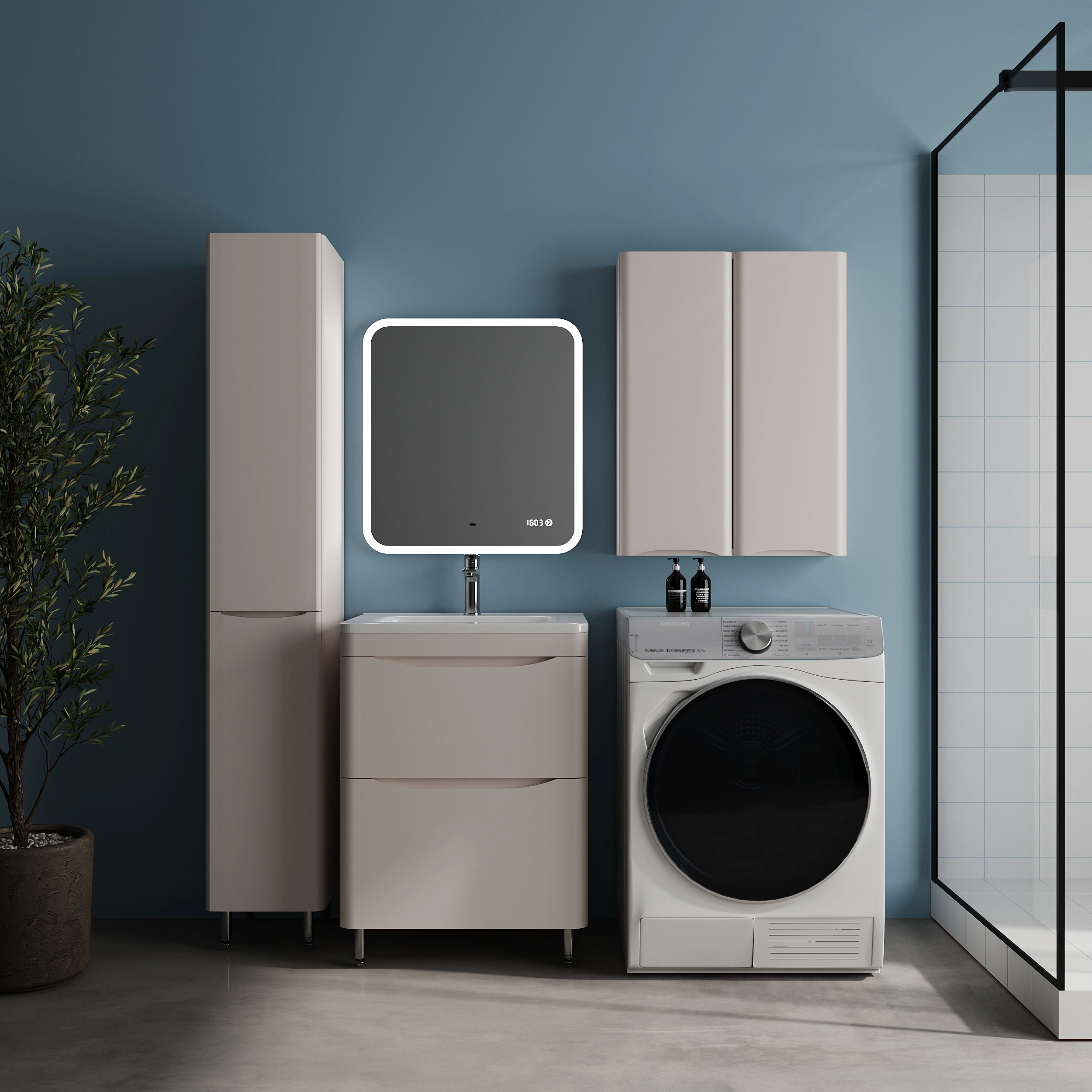Тумба напольная Style Line Бергамо мини 60 (2 ящ.) антискрейтч карамель с раковиной Каре Люкс МИНИ 600х350 от магазина Vanna-Vanna.ru!