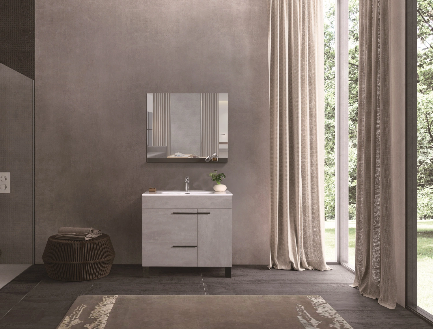 Тумба с раковиной Parly Gill 60 напольная, цементно серый от магазина Vanna-Vanna.ru!