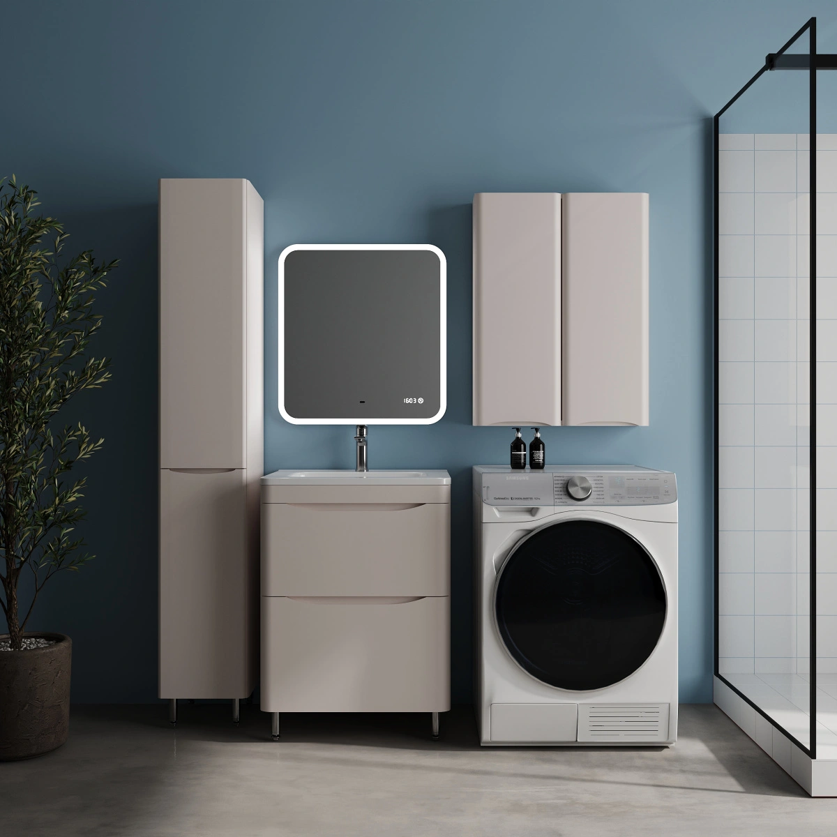 Тумба напольная Style Line Бергамо мини 60 (2 ящ.) антискрейтч карамель с раковиной Каре Люкс МИНИ 600х350 от магазина Vanna-Vanna.ru!