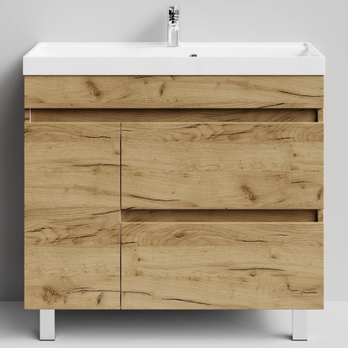 Тумба с раковиной Vod-ok Бест 90 левая дверь, напольная, Дуб Тортуга от магазина Vanna-Vanna.ru!