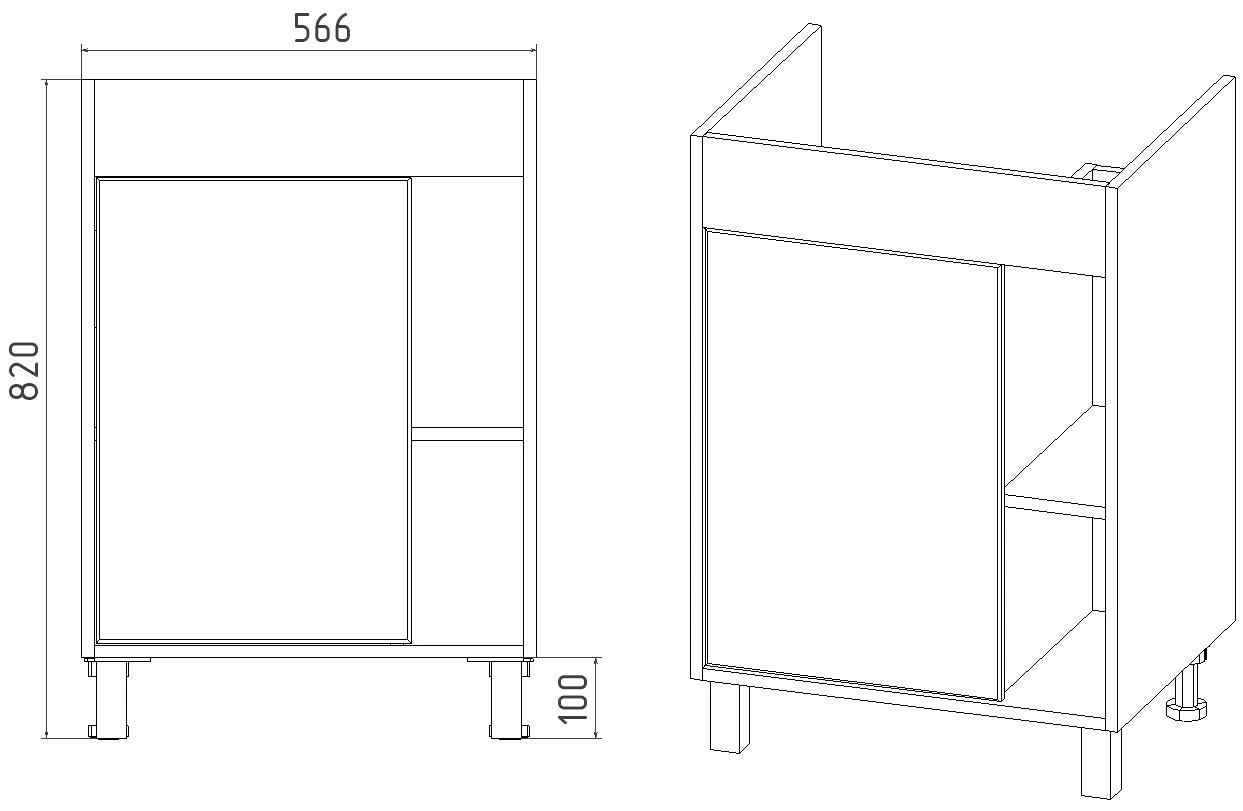 Тумба напольная Viant Бостон 60 с раковиной Como 60, 1 дверь, белый/дуб вотан от магазина Vanna-Vanna.ru!