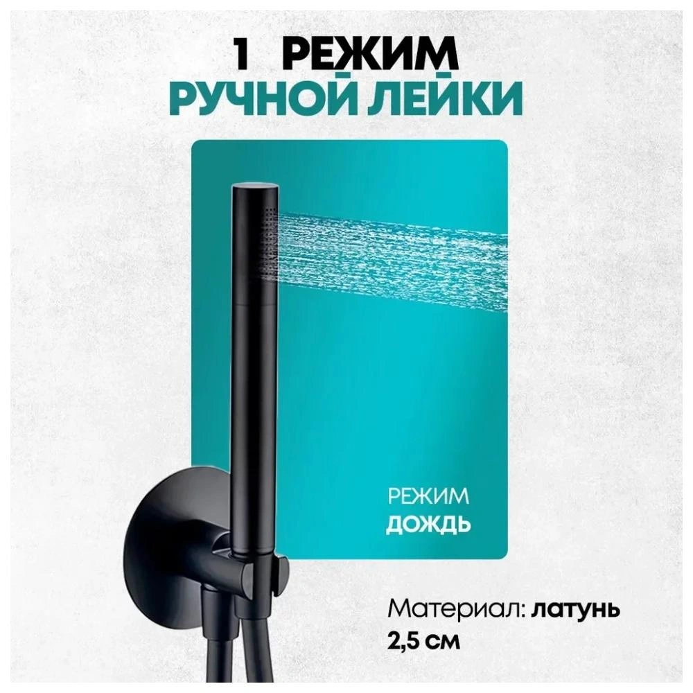 Душевая система встраиваемая (без излива) Grocenberg GB5090BL, черный от магазина Vanna-Vanna.ru!