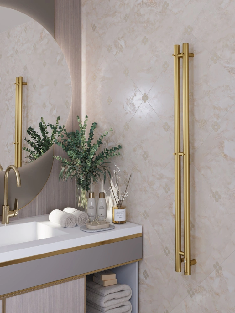 Полотенцесушитель электрический APEXTERMO Луна LN10111GL 1100x80 с крючками, золотой матовый от магазина Vanna-Vanna.ru!