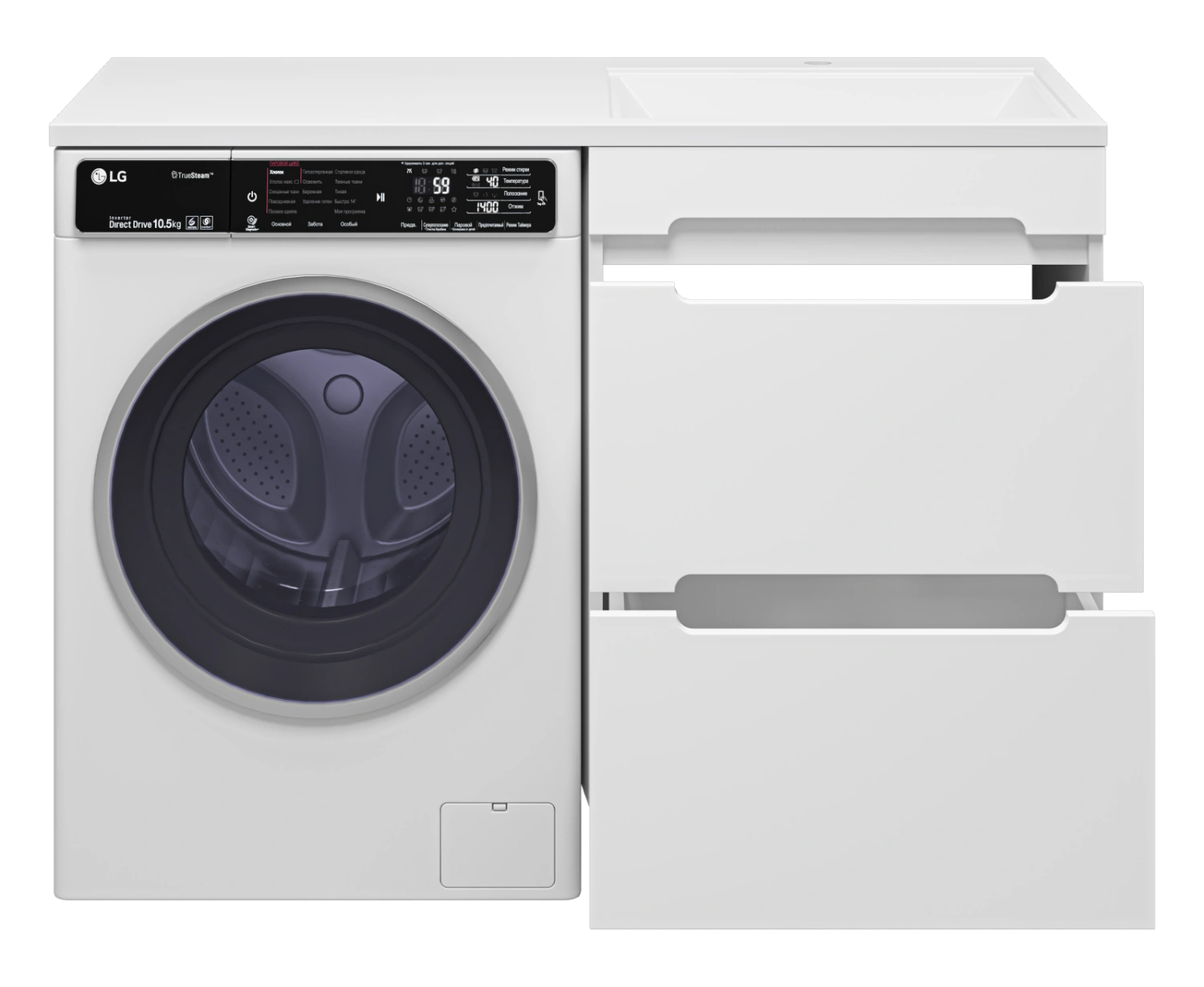 Тумба с раковиной Misty Байкал 55 под стиральную машину, с раковиной Misty Гавана 120 L, белый от магазина Vanna-Vanna.ru!