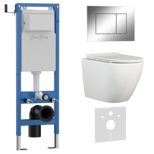 Комплект 3в1 IBERICA BLANCA инсталляция SILENCIO MINI, унитаз BILBAO ALTO белый, кнопка смыва ESTI-S хром глянцевый (IB.001M.BLA.234.852) от магазина Vanna-Vanna.ru!