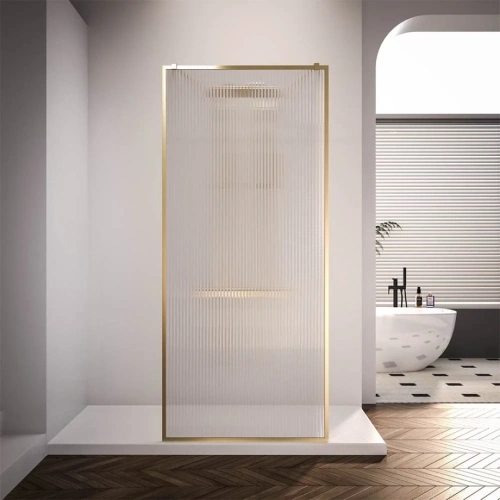 Душевая перегородка Veconi Korato KR-90GF, 1200x2000, брашированное золото, рифленое осветлённое от магазина Vanna-Vanna.ru!