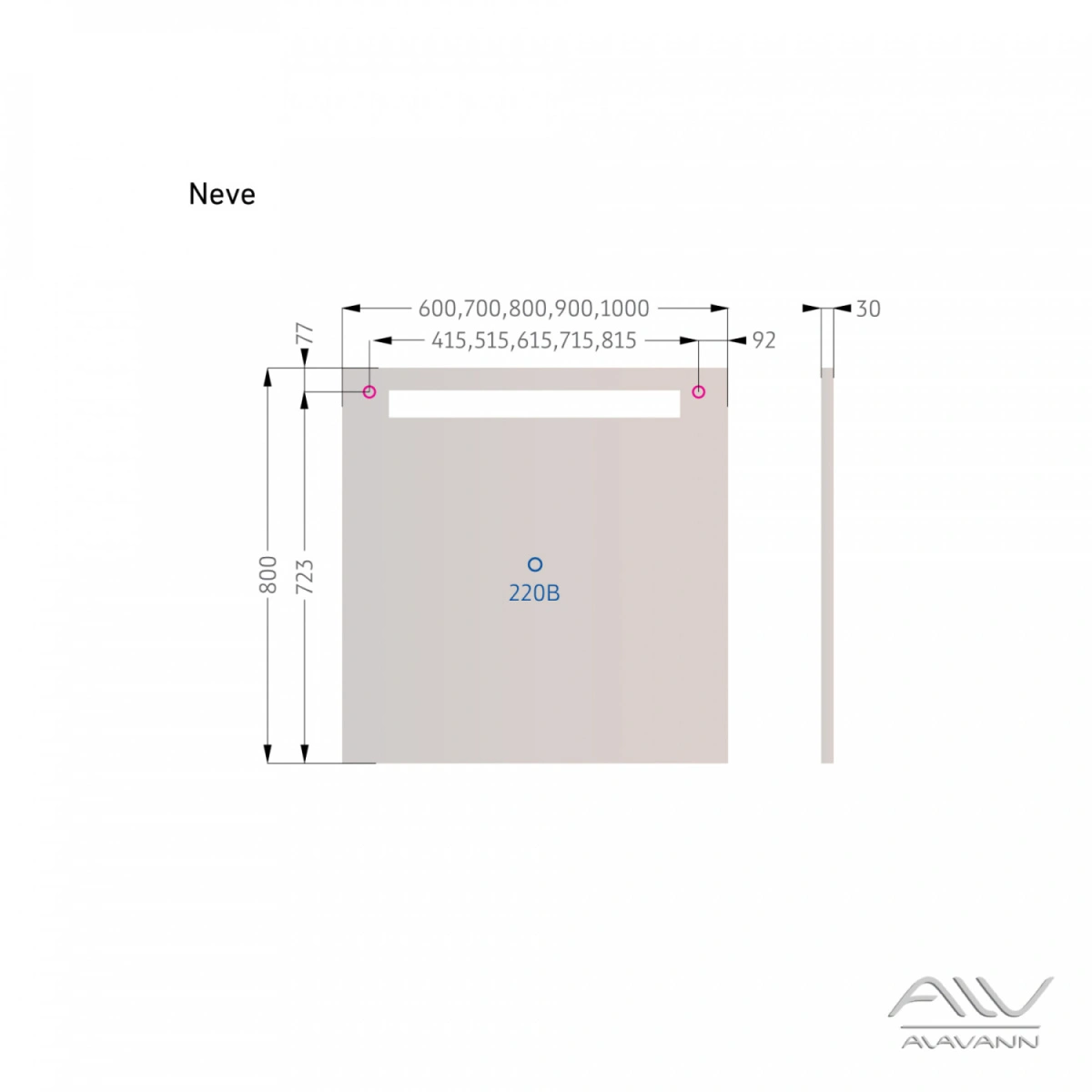 Зеркало Alavann Neve 80 свет, кнопочный выключатель от магазина Vanna-Vanna.ru!