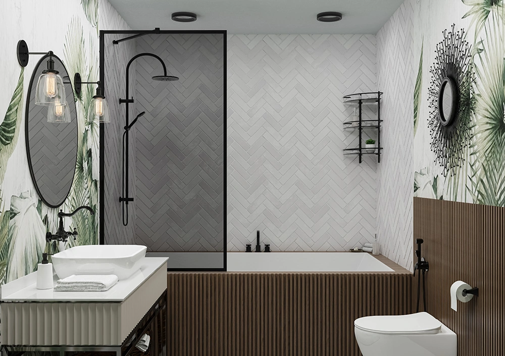 Шторка на ванну Veconi Palau PL-85B, 80x150, черный матовый, стекло тонированное от магазина Vanna-Vanna.ru!