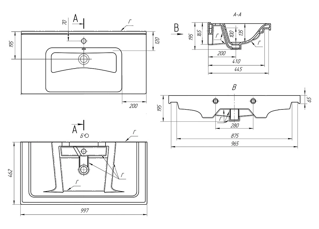 Тумба подвесная SanStar Noche 100 с раковиной Гармония 100 Графит софт от магазина Vanna-Vanna.ru!
