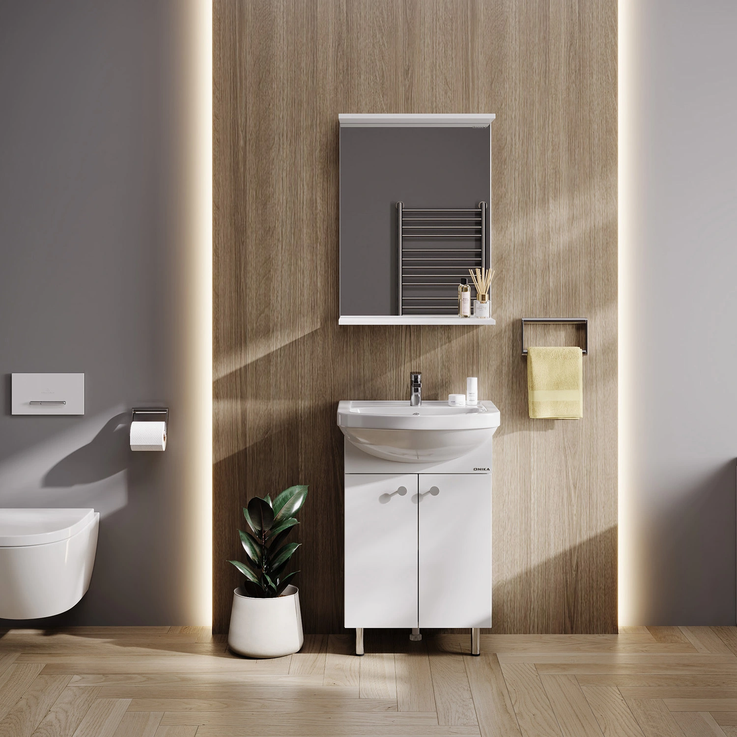 Тумба с раковиной Onika Крит 52 напольная, собранная, белая