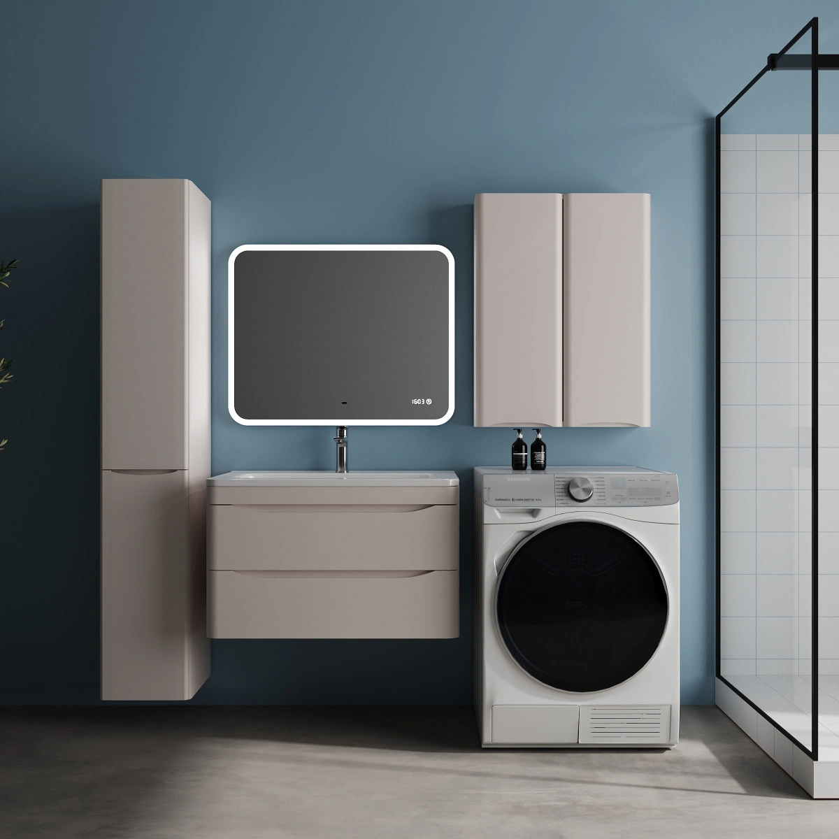 Тумба подвесная Style Line Бергамо мини 80 (2 ящ.) антискрейтч карамель с раковиной Каре Люкс МИНИ 800х350 от магазина Vanna-Vanna.ru!