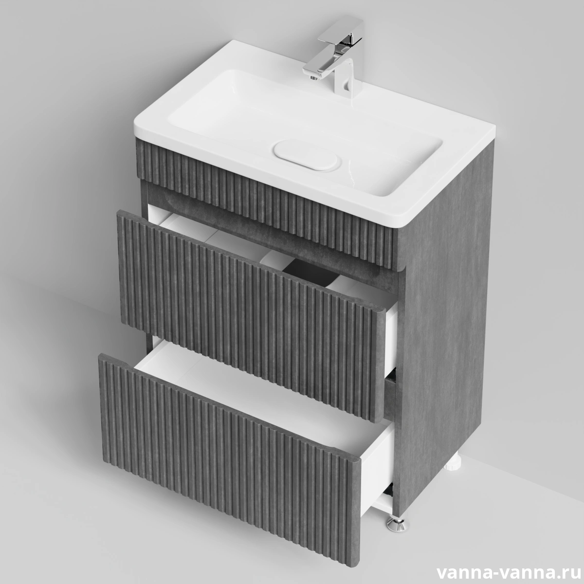 Тумба с раковиной Vod-ok Модуль 60 напольная, Серый камень от магазина Vanna-Vanna.ru!