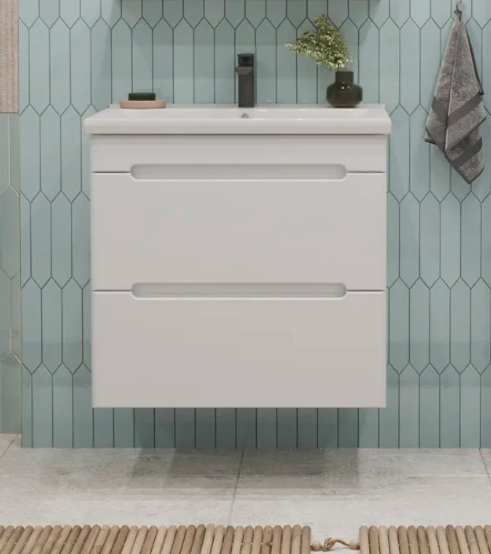 Тумба подвесная SanStar Адель 70 с раковиной Миранда 70 белая