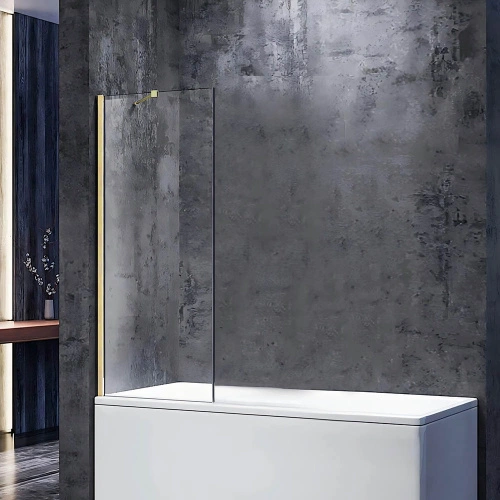Шторка на ванну Veconi Palau PL-84G, 70x150, золото брашинг, стекло прозрачное от магазина Vanna-Vanna.ru!