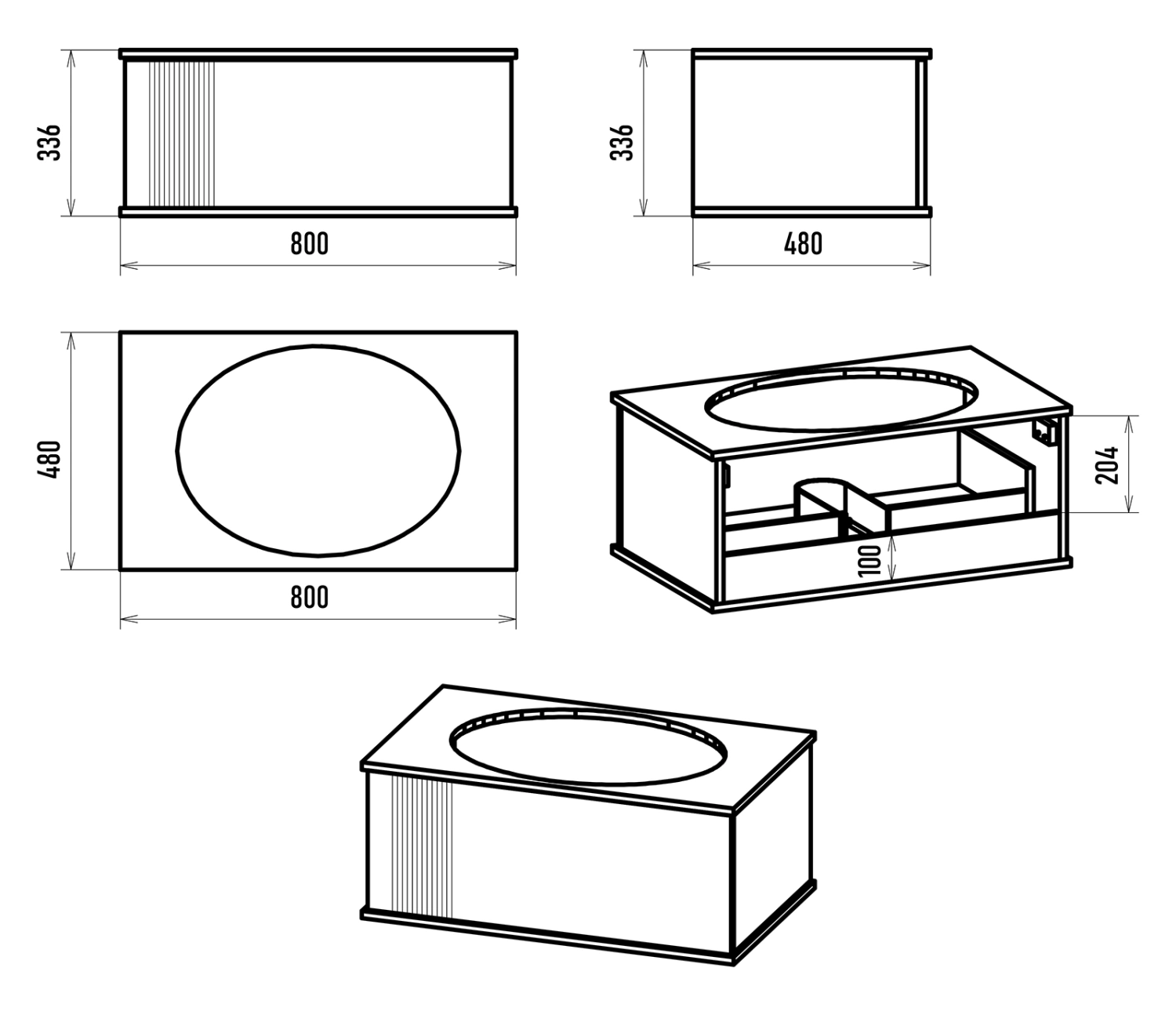 Тумба с раковиной Brevita Savoy 80 подвесная, черный