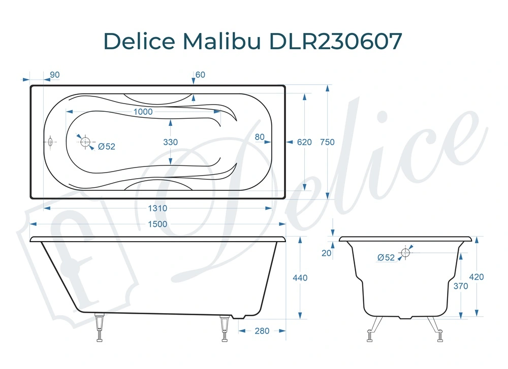 Ванна чугунная Delice Malibu 150х75 DLR230607 от магазина Vanna-Vanna.ru!