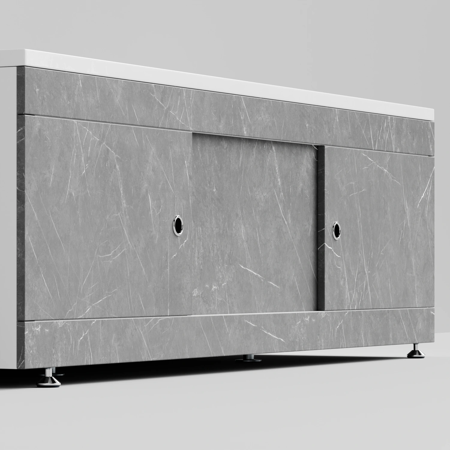 Экран под ванну Vod-ok Купе 180 раздвижной Мрамор Серый софт тач от магазина Vanna-Vanna.ru!