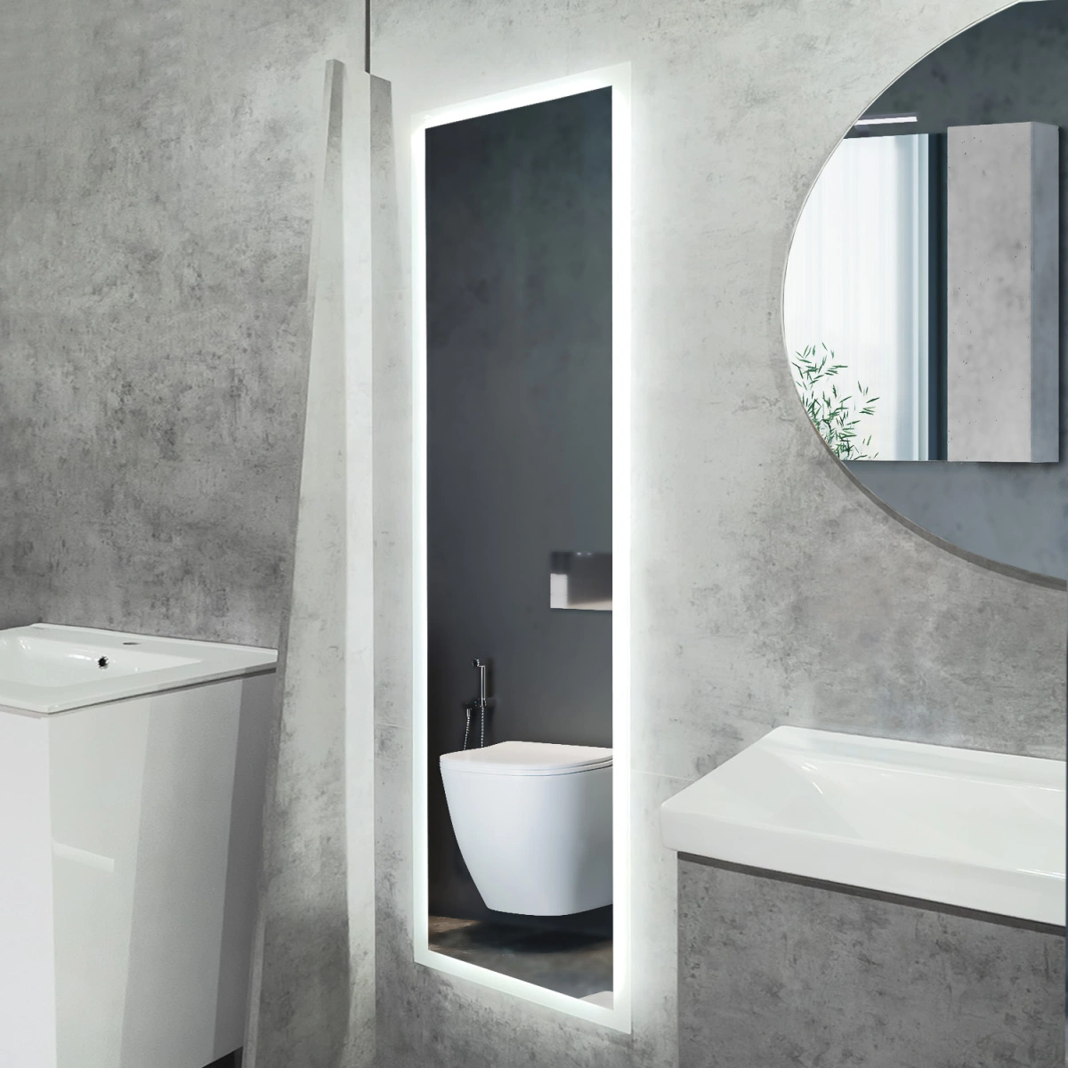 Зеркало Comforty Люпин 440x1580 вертикальное ростовое, с подсветкой, бесконтактный сенсор от магазина Vanna-Vanna.ru!