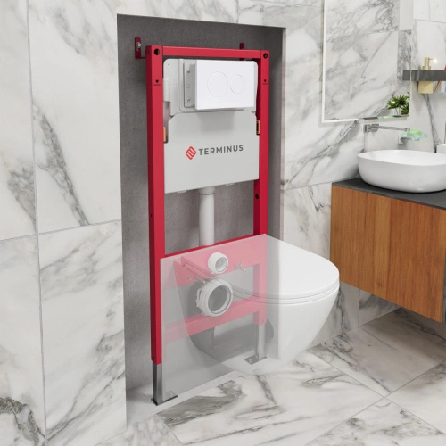 Пневматическая система инсталляции для подвесного унитаза 500х1125 (4 в 1 с клавишей смыва) Terminus от магазина Vanna-Vanna.ru!