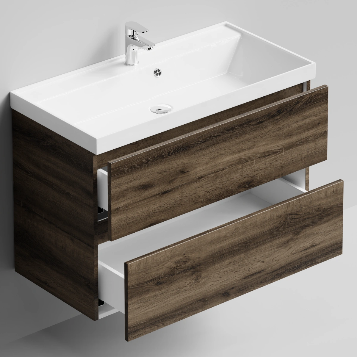 Тумба с раковиной Vod-ok Бест 90  подвесная, Дуб крымский коричневый от магазина Vanna-Vanna.ru!