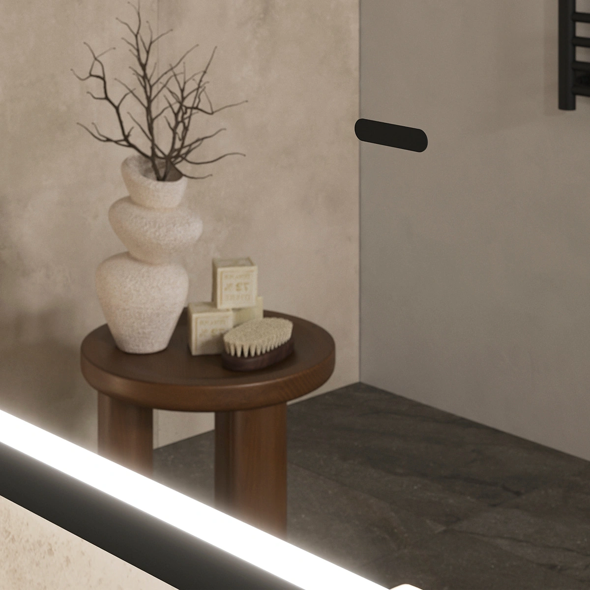 Зеркало EQUIL Forest LED 80 с подсветкой, черный от магазина Vanna-Vanna.ru!