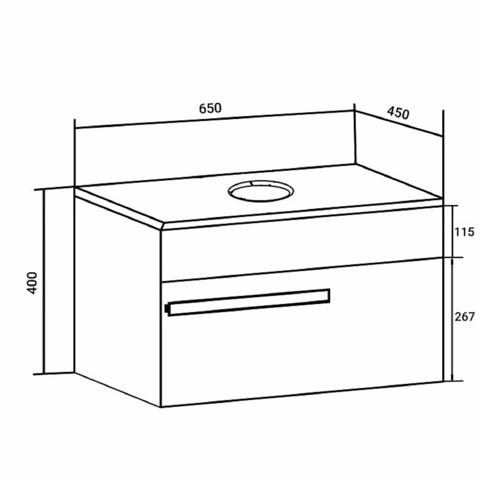 Тумба подвесная Runo Вудлайн 65 с раковиной Bella 41 квадратная, темно-серый/серый