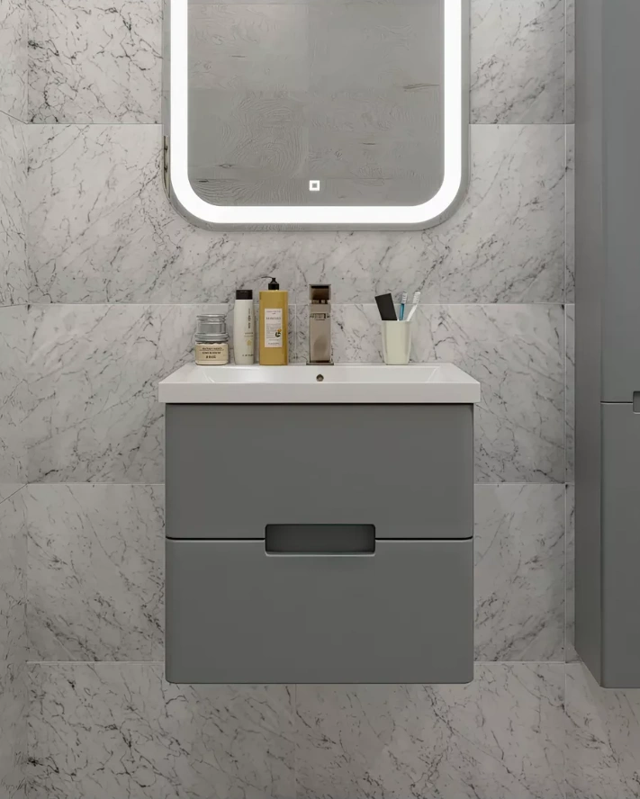 Тумба подвесная SanStar Noche 50 с раковиной Moduo 50 Графит софт от магазина Vanna-Vanna.ru!