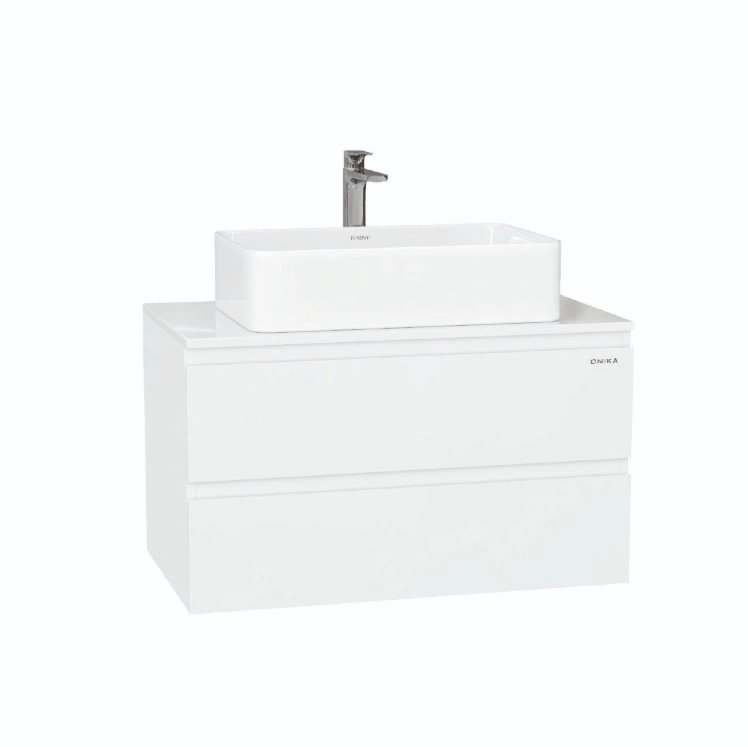 Тумба подвесная Onika Алеста 80 со столешницей и раковиной Олимпия 56, белая от магазина Vanna-Vanna.ru!