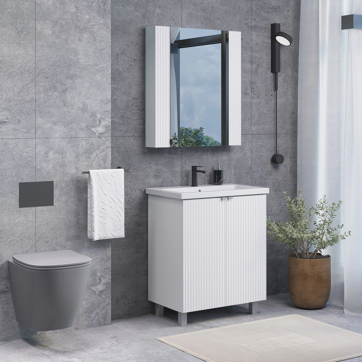 Тумба напольная Comforty Лима-70 белый матовый с раковиной Комо 70 от магазина Vanna-Vanna.ru!