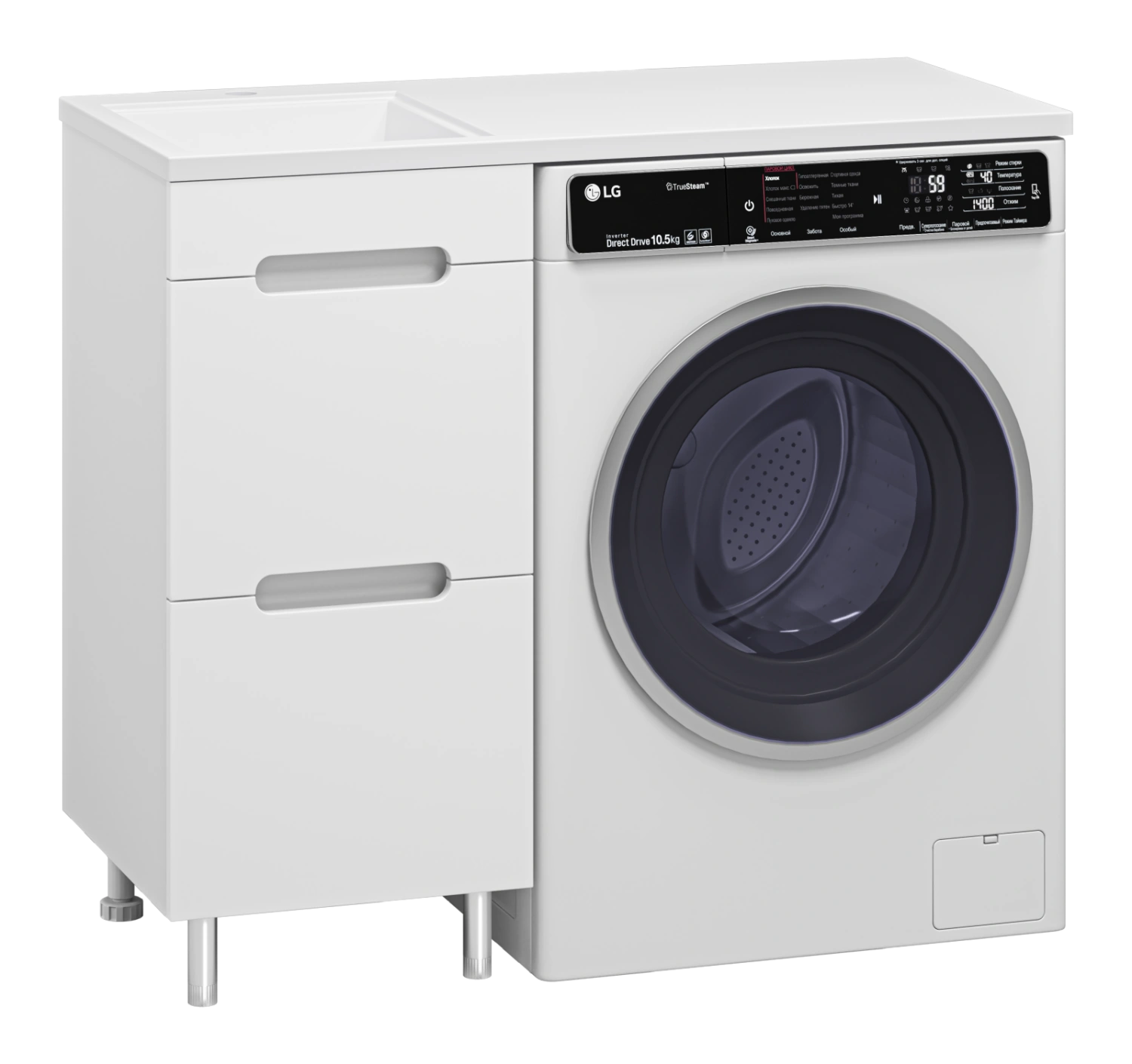 Тумба с раковиной Misty Байкал 40 под стиральную машину, с раковиной Misty Гавана 100 L, белый от магазина Vanna-Vanna.ru!