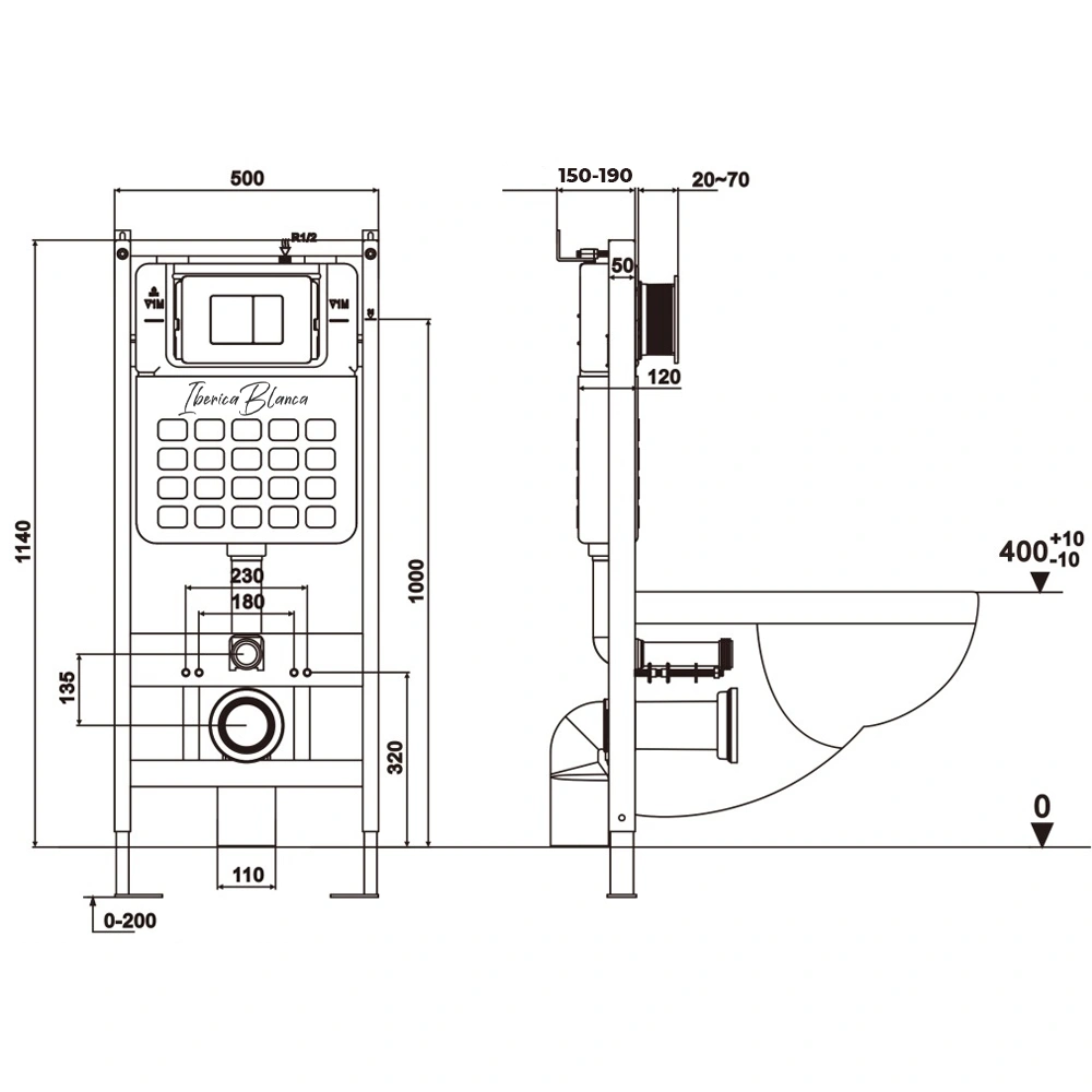 Комплект 3в1 IBERICA BLANCA инсталляция SILENCIO, унитаз BURGOS ALTO белый, кнопка смыва ESTI-Q серый матовый (IB001.BRA.234.837)