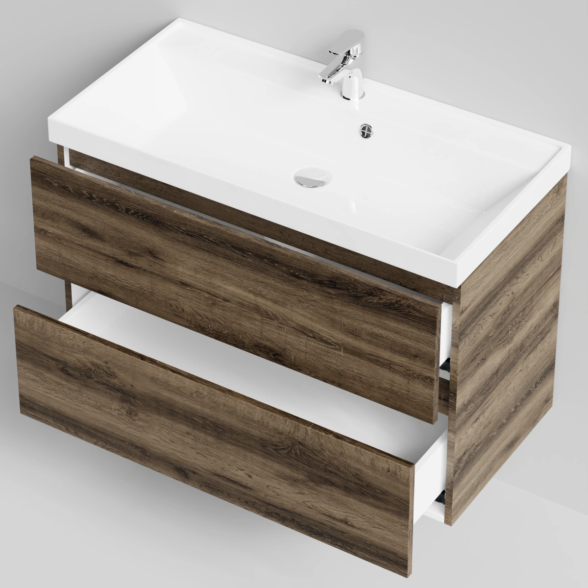 Тумба с раковиной Vod-ok Бест 90  подвесная, Дуб крымский коричневый от магазина Vanna-Vanna.ru!