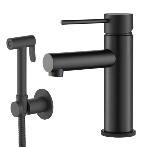 Смеситель для раковины с гигиеническим душем Timo Saona 2360/03G черный от магазина Vanna-Vanna.ru!