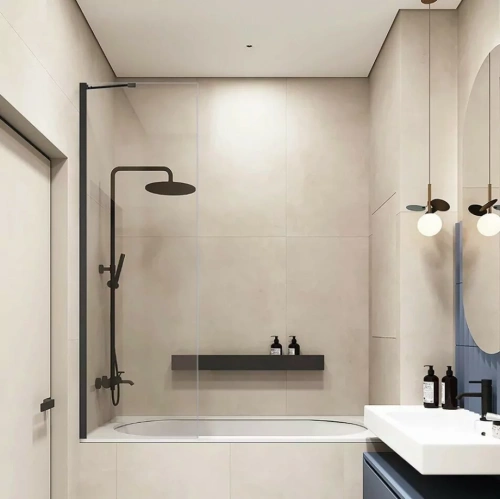 Стеклянная шторка Veconi PL84B-80-01-C7, черный, стекло прозрачное от магазина Vanna-Vanna.ru!