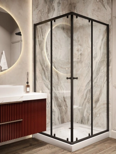 Душевой уголок Parly ZQ81B 80х80 см, с поддоном, профиль матовый черный, стекло прозрачное от магазина Vanna-Vanna.ru!