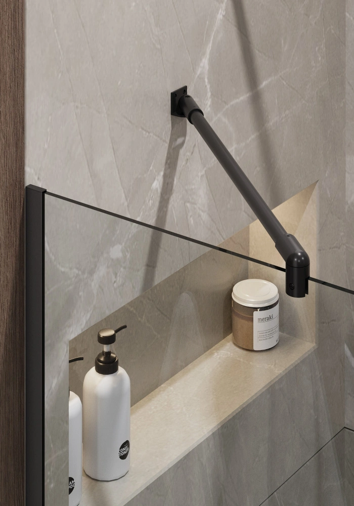 Душевая перегородка Timo TP-1190/03C-8 прозрачное стекло, профиль черный от магазина Vanna-Vanna.ru!