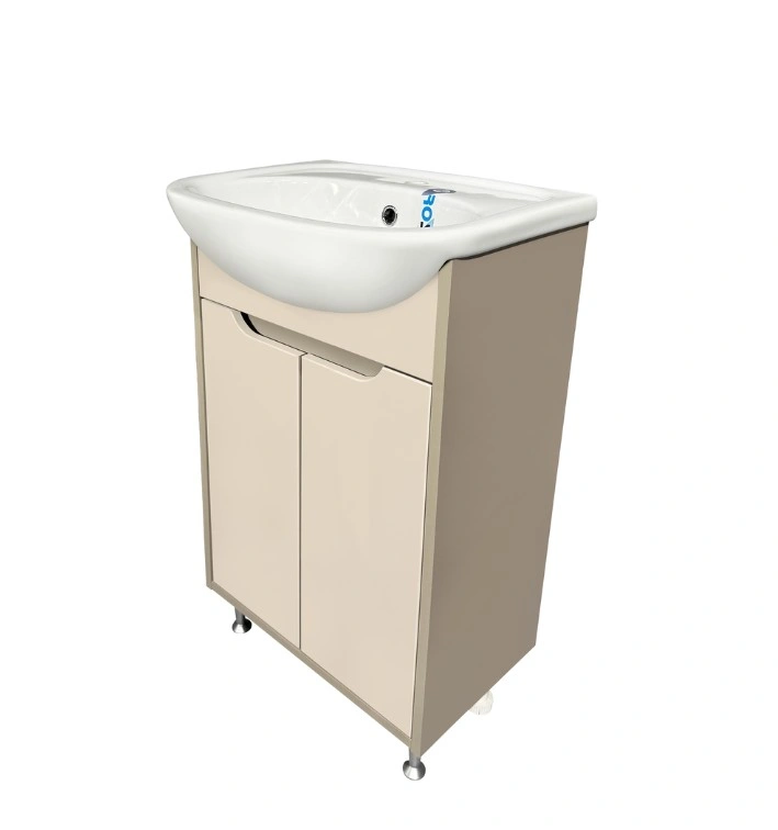 Тумба напольная Runo Эконова 60 с раковиной Уют 60, 2 двери, какао-бежевый от магазина Vanna-Vanna.ru!