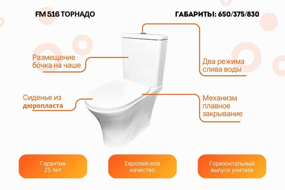 Унитаз напольный Relisan FM 516/смыв торнадо от магазина Vanna-Vanna.ru!