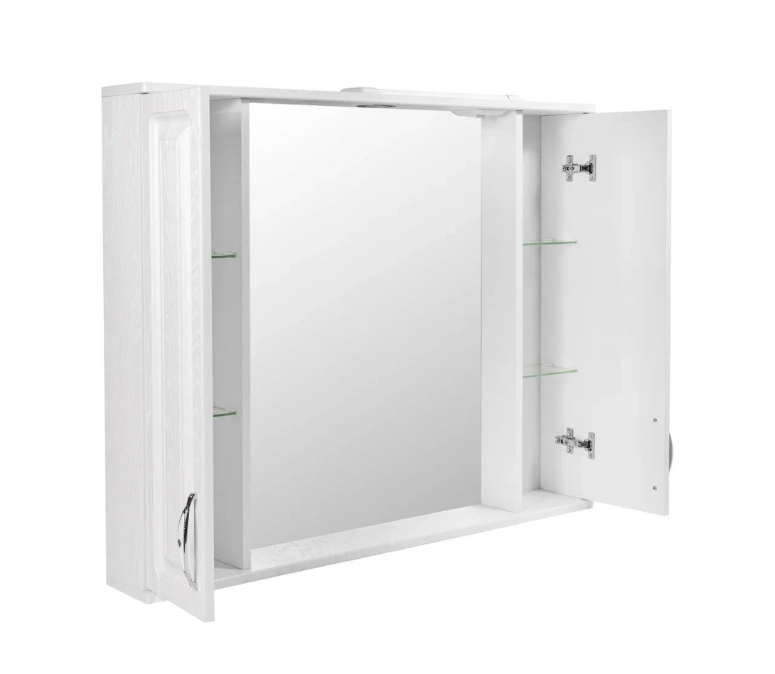 Зеркало со шкафчиком Stella Polar Кармела 100/С R свет, Люкс белое серебро от магазина Vanna-Vanna.ru!