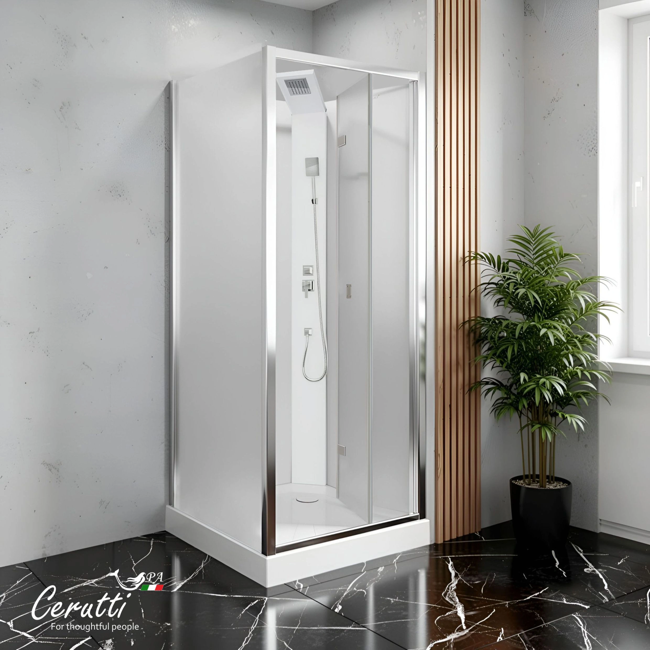 Душевая кабина Ceruttispa БЕЛЛА (BELLA) 90F (90x90x215-225) от магазина Vanna-Vanna.ru!