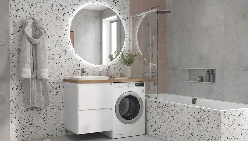 Тумба с раковиной Velvex Клауфс 560-0-1 под стиральную машину, подвесная, 1 ящик, слева, белая от магазина Vanna-Vanna.ru!