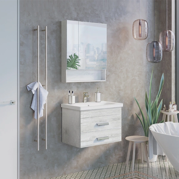Тумба подвесная Comforty Никосия-70П дуб белый с раковиной COMO 70 от магазина Vanna-Vanna.ru!