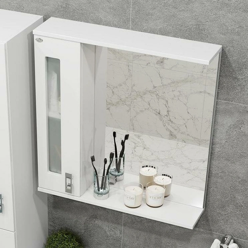 Зеркало со шкафчиком Onika Кристалл 67 L свет, белый