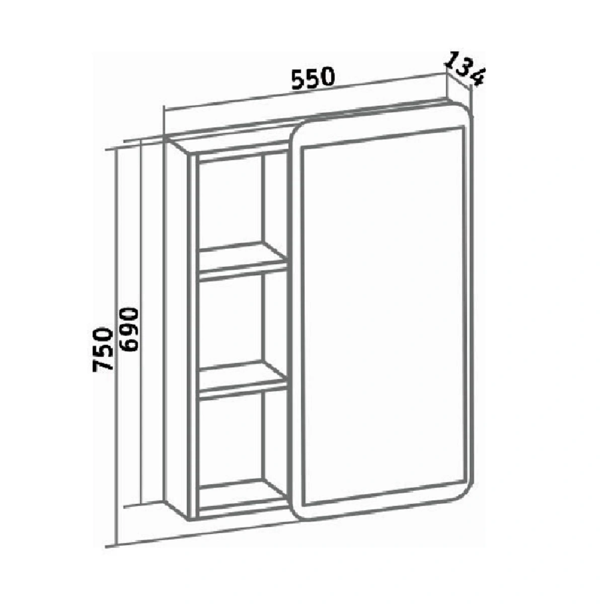 Зеркало-шкаф Runo Капри 55 универсальный, белый