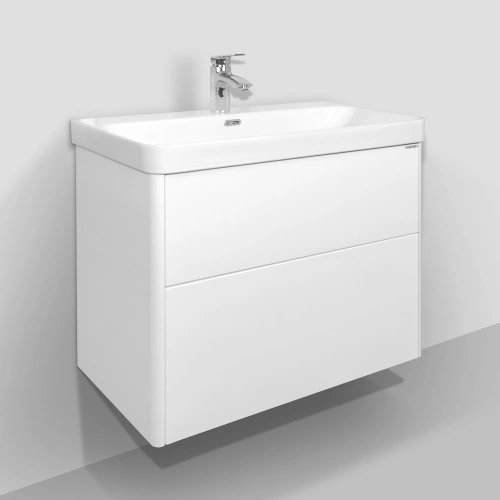Тумба подвесная Comforty Сенеж-80 белый глянец с раковиной CF19595BX-80 от магазина Vanna-Vanna.ru!