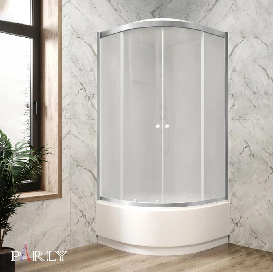 Душевой уголок PARLY BETT 821 80х80х215 1/4 круга, с поддоном, прозрачное стекло, матовый хром