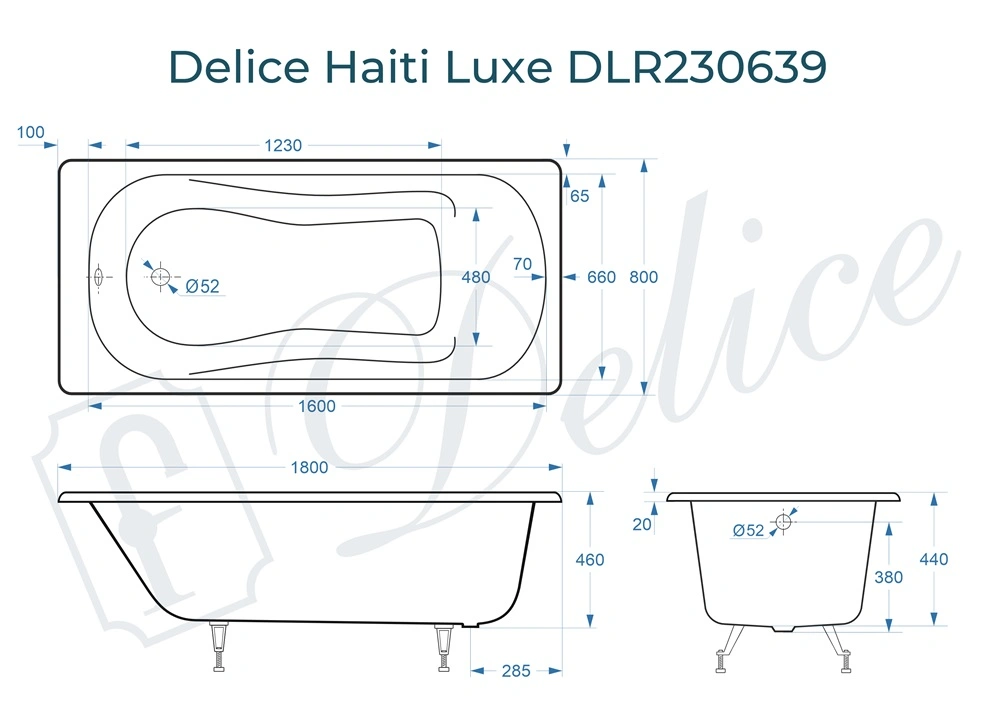 Ванна чугунная Delice Haiti Luxe 180х80 DLR230639 от магазина Vanna-Vanna.ru!
